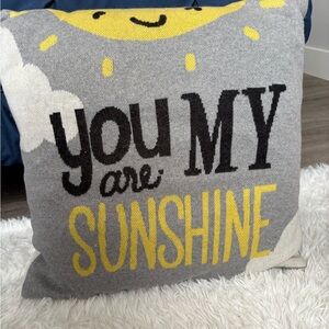 Gray and Yellow Sunshine Throw Pillow